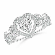 ANGARA Vintage Style Natural Diamond Heart Ring in 14K Gold (HSI2, 0.33 Ctw) - £1,075.54 GBP