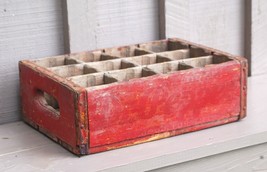 Dr. Pepper Red Wooden Soda Pop Bottle Half Crate Carrier 12 Slot Box Rustic - £56.37 GBP