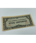 Philippines Money Currency Japanese Government Five Centavos  - $10.00