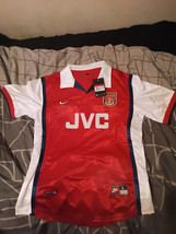 New Arsenal JVC Home large Shirt Jersey Retro Vintage 1998 1999 Red Whit... - $756.19 MXN