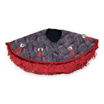 Fringe Western Style Shawl Shoulder Wrap Red Paisley Button Front - $31.67