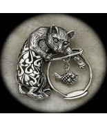 .925 Sterling Silver Cat in the Fishbowl Brooch - £67.15 GBP