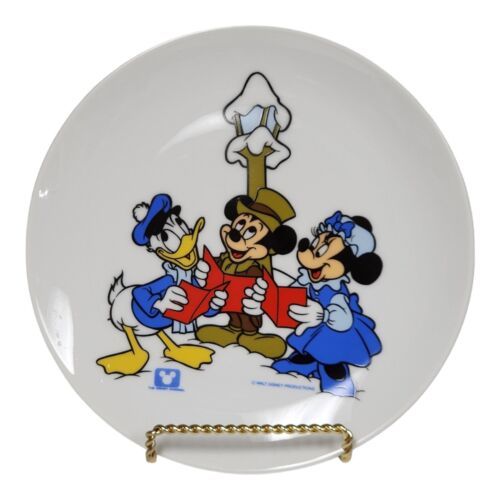 Disney Channel Christmas 8" Collector Plate Mickey Minnie Donald Caroling Rare - $15.79