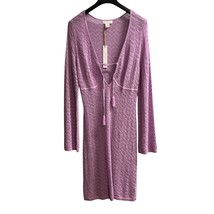 House of Harlow 1960 Coverup Womens L Lilac Open Knit Crochet Dress Reso... - $34.35