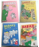 4 Babar Large Picture Books 1 in Spanish 2 1st Editions Dust Jacket - $39.59