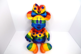 Disney Store Rainbow Pride Minnie Mouse Plush 16&quot; Shiny Stuffed Animal - $20.79 CAD
