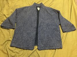 Pure Jill Elements Women’s Blue Stripped Geometric Blazer Size S Half Sl... - $1,080.38 MXN