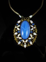Czech Necklace Vintage Max Neiger 1920 ART Deco BLUE enamel glass Victorian  - £191.99 GBP