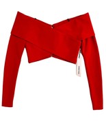 Cushnie Et Ochs Issa Red Crop Top Off The Shoulder V Neck Sz 0 NWT $745 - $249.00