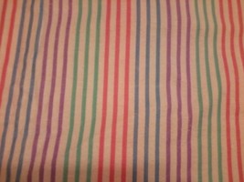 Multi Color Stripe Soft Cotton Flannel Fabric 2 Yards OOP - $24.00
