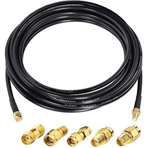 Sma Male To Sma Female Bulkhead Rf Coaxial Cable 15Ft Rg58 Coax Cable + 5Pcs Sma - £21.96 GBP