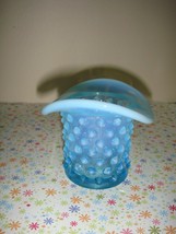 Fenton Hobnail Blue Opalescent Hat Shape 2.5&quot; Tooth Pick Holder~Vase - £15.00 GBP