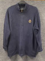 Lauren Ralph Lauren Crest Sweater Mens 1X Navy Blue 1/4 Zip Embroidered ... - $36.84