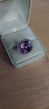 CLYDE DUNEIER STERLING CID 13.00ct CUSHION AMETHYST DIAMOND HALO RING SZ... - $237.60