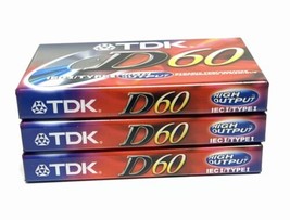 Lot of 3 TDK IECI/TYPEI D60, 60 Minute Blank Audio Cassette Tapes, New, Sealed - £7.73 GBP