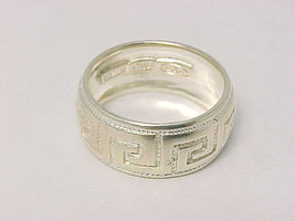 Italian Sterling Silver Vintage Band Ring By Milor   Size 8   Roman Key Design - £47.18 GBP