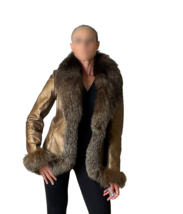 Genuine Fox Fur Leather Coat Jacket Bronze Leather Fur Winter Coat Make ... - €1.239,77 EUR