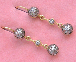 Antique .24ctw Old Mine Diamond 18K Platinum Small Dangle Everyday Earrings 1930 - £1,065.78 GBP