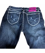 Luxirie Jeans Juniors 11 Womens Dark Blue Denim Stretch White Stitching ... - £23.59 GBP