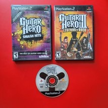 Sony PlayStation 2 Guitar Hero II III Legend of Rock Smash Hits Lot 3 Discs - £36.52 GBP