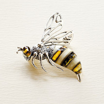 Sterling Silver and Baltic Amber Honeybee Pin (JT1) - £78.65 GBP