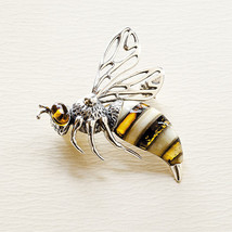 Sterling Silver and Baltic Amber Honeybee Pin (JT1) - £77.35 GBP