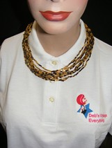 Vintage 10 Strand Beaded Necklace Brown Tan Gold Oblong Beads Japan 15-o - $460.95 MXN