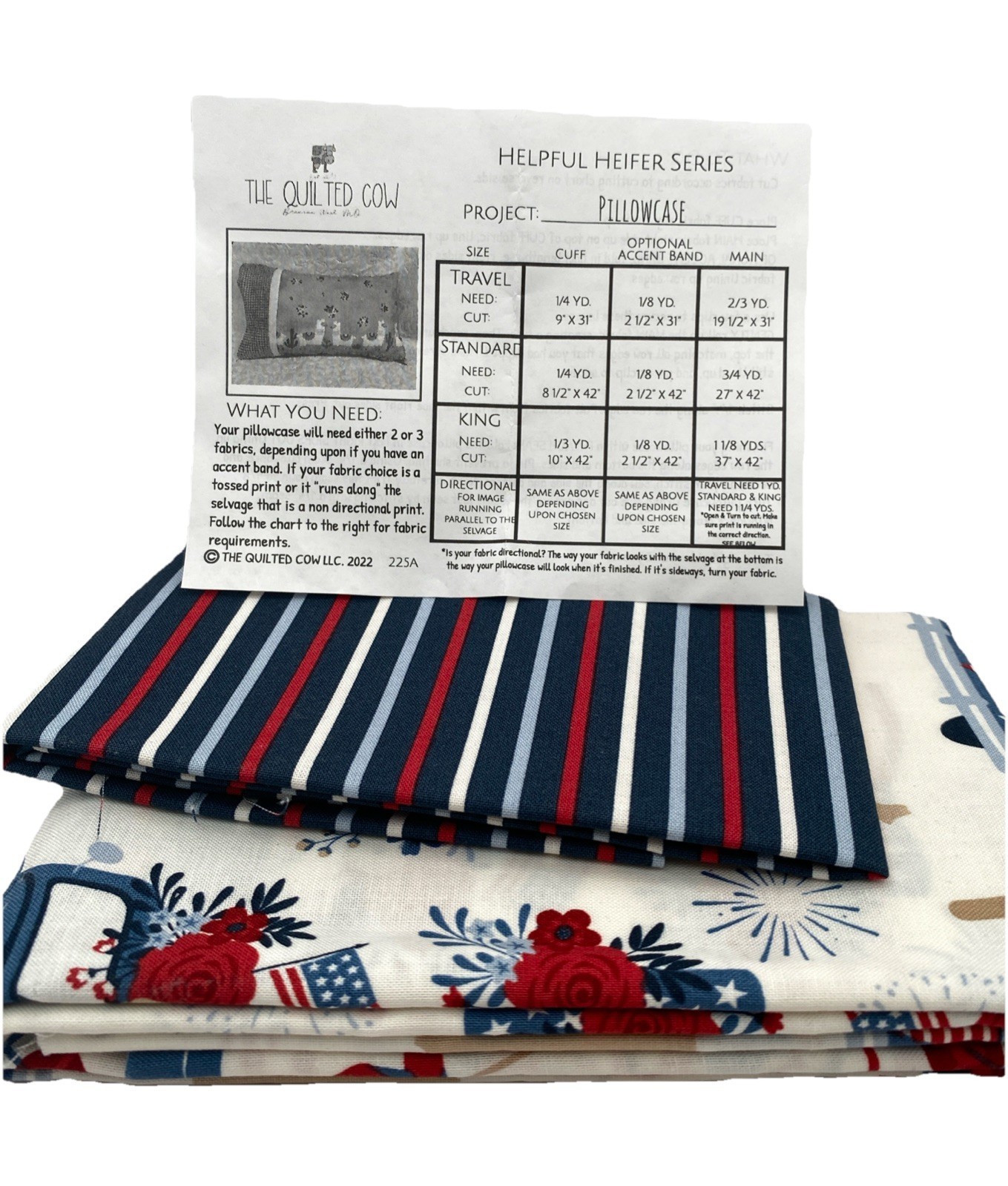 The Quilted Cow Helpful Heifer King or Standard Pillowcase Kit Patriotic... - $12.34