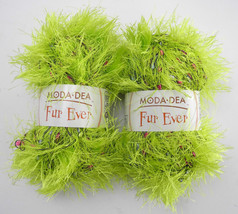 Moda Dea Fur Ever Polyester/Nylon Yarn - 2 Skeins - Color Limeade #3547 - $10.40