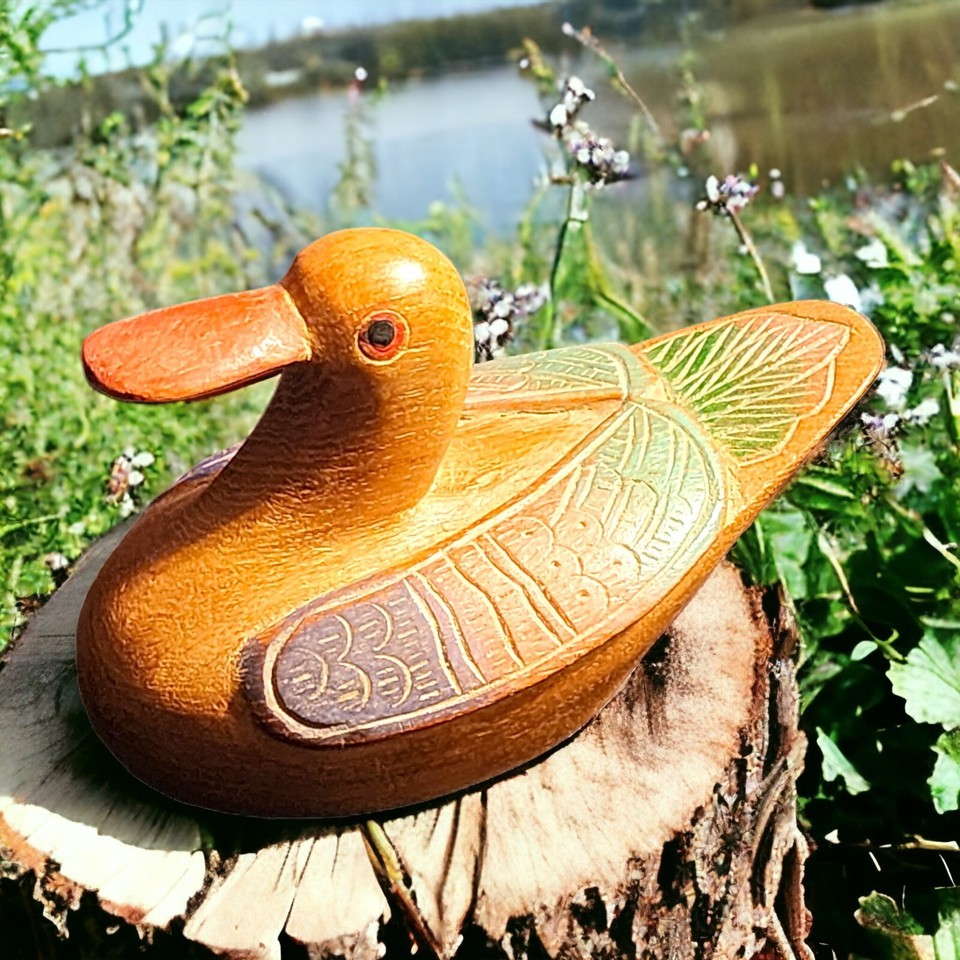 Mallard Wood Loon Drake Duck Decoy Antique Vintage Wooden Hand Craft Car... - $13.34