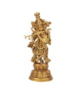 Handcrafted Brass Krishna Religious Idol Figurine Hindu God Sculpture St... - $646.14 CAD