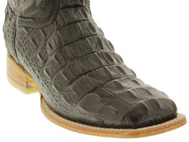 Mens Black Western Boots Crocodile Back Pattern Leather Cowboy Wear Square Bota - $108.99