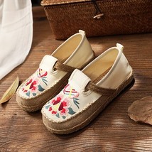 Veowalk Flower Embroidered Women Vegan Handmade Flat Espadrilles Retro Bohemian  - £27.90 GBP