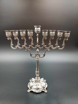 Studio Silversmiths Silver Plated Menorah Hanukkah Judaica 9 Candle Ornate - £20.31 GBP