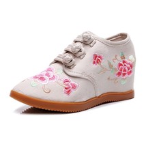 Veowalk 7cm Hidden Platform Women Jacquard Hi Sneakers Flowers Embroidered Ladie - £30.52 GBP