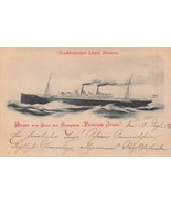 GRUSS of BORD des NORDDEUTSCHER LLOYD BREMEN~1900 PRINZESS IRENE POSTCARD - £11.89 GBP