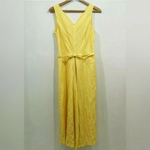Vintage Linen Yellow Midi Dress 8 Positive Attitude A-line Fit Flare Sleeveless - £34.99 GBP