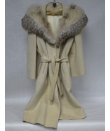 Vintage Strock Cream Wool and Fox Collar Coat Fully Lined Woman Dress Le... - £319.74 GBP