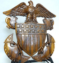 US NavalOfficers Emblem Vintage Wooden Plaque NAVAL Plaque - £54.85 GBP