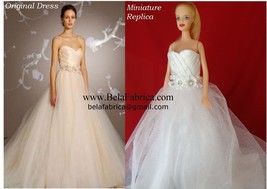 Custom, Miniature Replica Wedding Dress, Barbie, Gift for wife,1/6 Scale... - $50.00