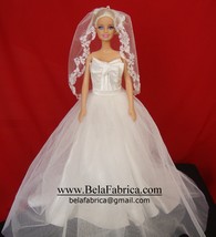 Wedding Centerpiece Dress Replica Miniature Barbie Collectible 1/12 Scale 1:6 - £40.59 GBP