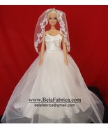 Wedding Centerpiece Dress Replica Miniature Barbie Collectible 1/12 Scale 1:6 - $50.00