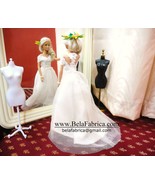 Wedding Dress Replica in Miniature Custom Barbie Hair Accessory Floral W... - $50.00
