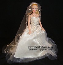 Custom Barbie size wedding dress Replica Ballgown Flower Applique A-line 1:6 - £39.96 GBP