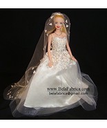 Custom Barbie size wedding dress Replica Ballgown Flower Applique A-line... - $50.00