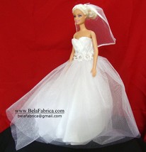 Doll Bride Barbie Wedding Personalized Gift Mini Dress form Miniature Unique - £39.96 GBP