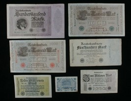 1910-1947 Alemania 7-Notes Juego Empire, Entre República &amp; Aliadas Occupation - £57.38 GBP