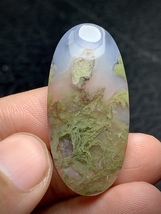 Scenic Moss Agate Oval Cabochon 36.7x17.7x5.5mm - $45.00