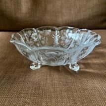 Fostoria Baroque With Chintz Etch 7 3/4&quot; 3 Footed Bon Bon Candy Dish MCM - $38.59