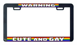 Avertissement Mignon Et Gay Lesbienne Pride Arc-en-Ciel Lgbtq Licence Plat Cadre - £5.38 GBP